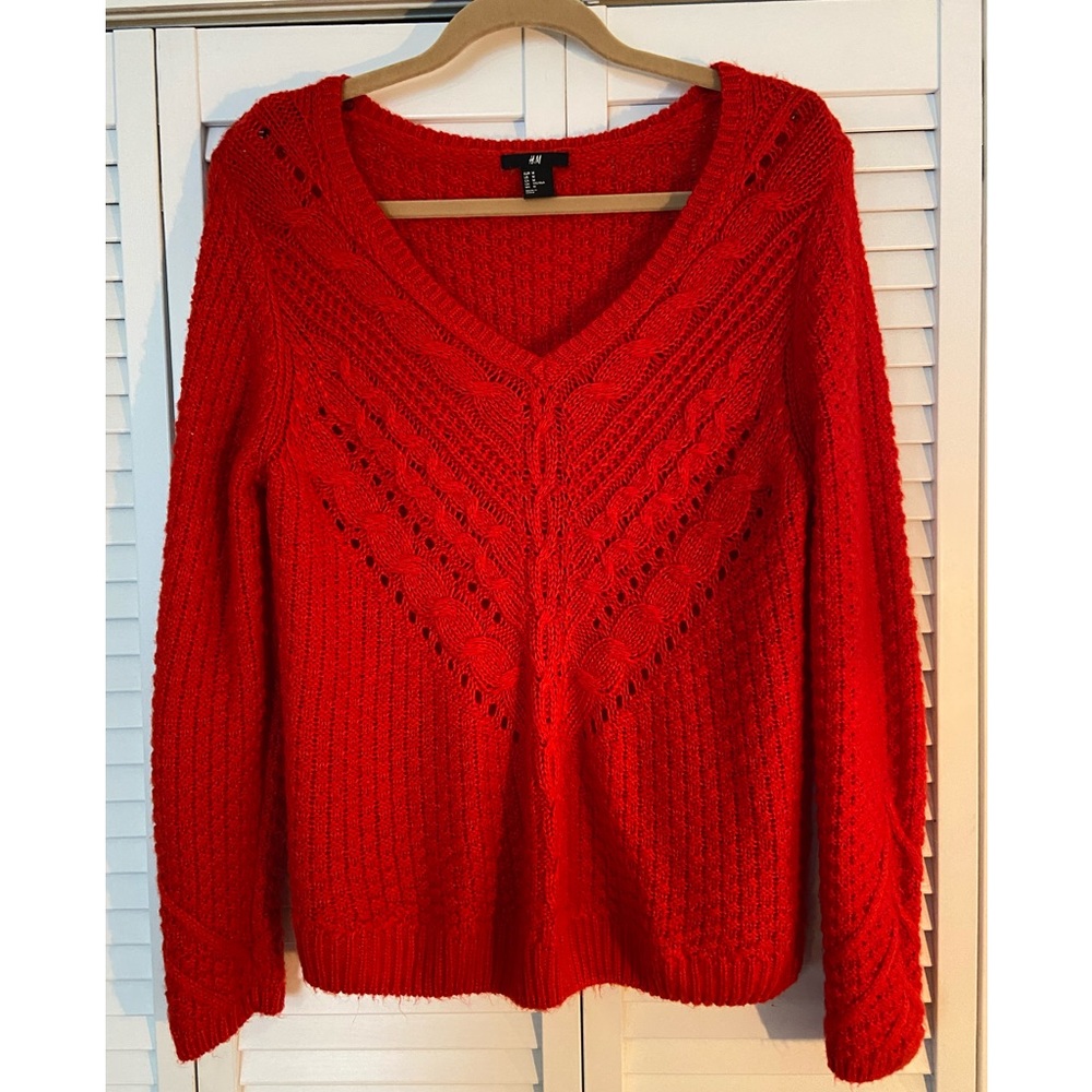 Red v-neck sweater